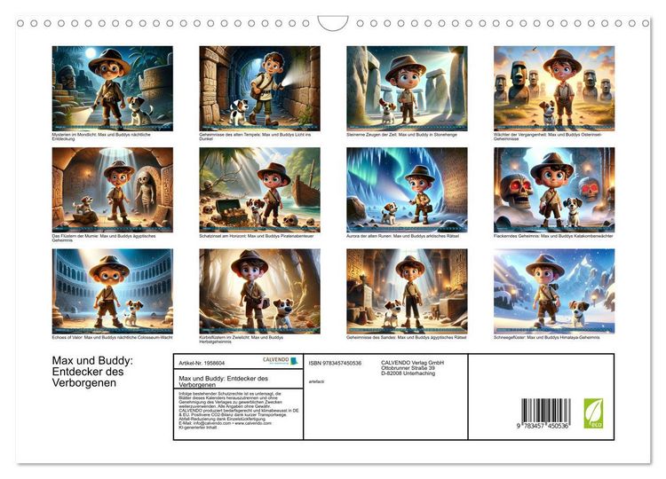 Produktbild: Max und Buddy: Entdecker des Verborgenen (Wandkalender 2026 DIN A3 quer), CALVENDO Monatskalender