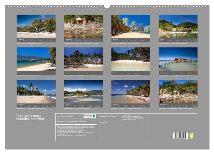 Produktbild: Vietnam`s most beautiful beaches (Wall Calendar 2026 DIN A2 landscape), CALVENDO 12 Month Wall Calendar