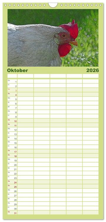 Produktbild: Familienplaner 2026 - Die H&uuml;hner sind los! mit 5 Spalten (Wandkalender, 21 x 45 cm) CALVENDO