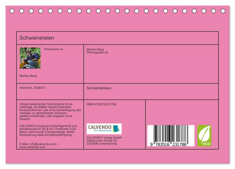 Produktbild: Schweinereien (Tischkalender 2026 DIN A5 quer), CALVENDO Monatskalender