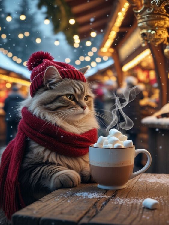 Produktbild: CALVENDO Puzzle Winterkatze mit hei&szlig;em Kakao - niedliches Weihnachtsbild f&uuml;r Katzenfreunde

Winterkatze mit hei&szlig;er Schokolade - gem&uuml;tliches Weihnachts