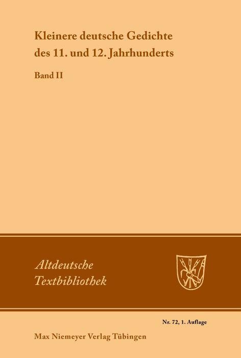 Produktbild: Kleinere deutsche Gedichte des 11. und 12. Jahrhunderts