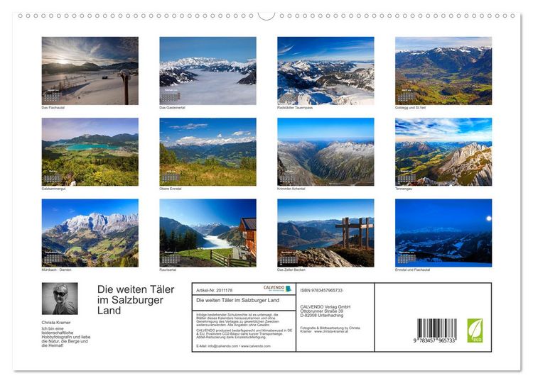 Produktbild: Die weiten T&auml;ler im Salzburger Land (hochwertiger Premium Wandkalender 2026 DIN A2 quer), Kunstdruck in Hochglanz