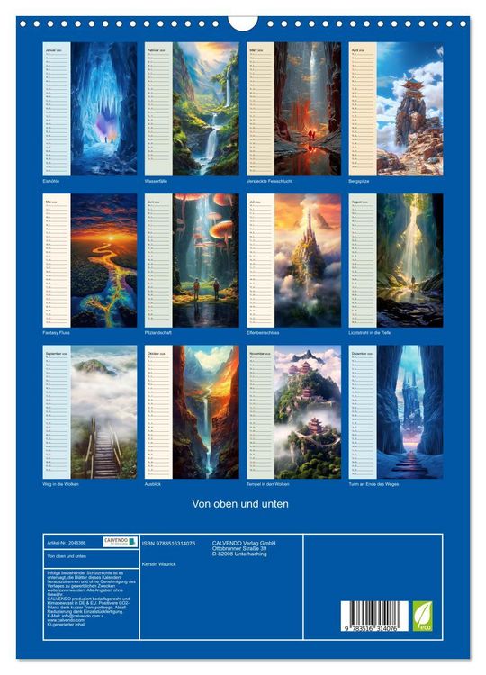 Produktbild: Von oben und unten (Wandkalender 2026 DIN A3 hoch), CALVENDO Monatskalender