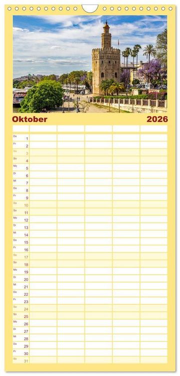 Produktbild: Familienplaner 2026 - Ein Herz f&uuml;r Sevilla mit 5 Spalten (Wandkalender, 21 x 45 cm) CALVENDO