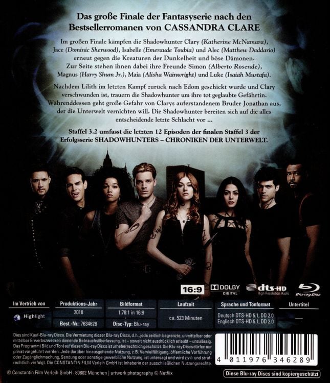 Produktbild: Shadowhunters - Chroniken der Unterwelt - Staffel 3.2 [3 BRs]