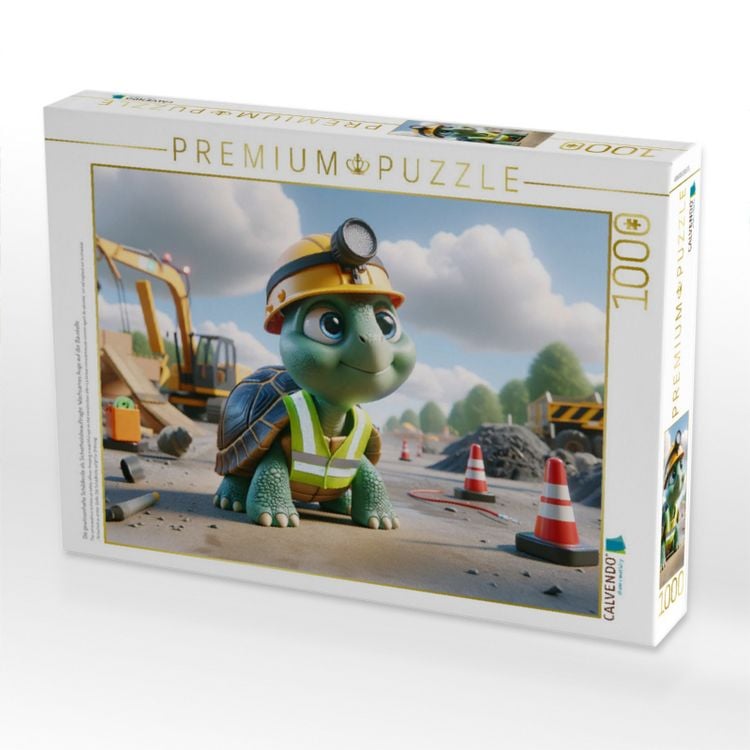 Produktbild: CALVENDO Puzzle Die gewissenhafte Schildkr&ouml;te als Sicherheitsbeauftragte: Wachsames Auge auf der Baustelle | 1000 Teile Lege-Gr&ouml;&szlig;e 64x48cm Foto-Puzzle