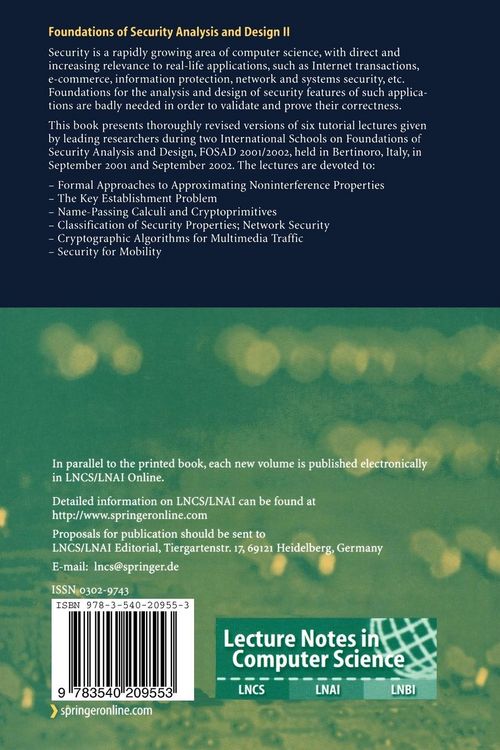 Produktbild: Foundations of Security Analysis and Design II