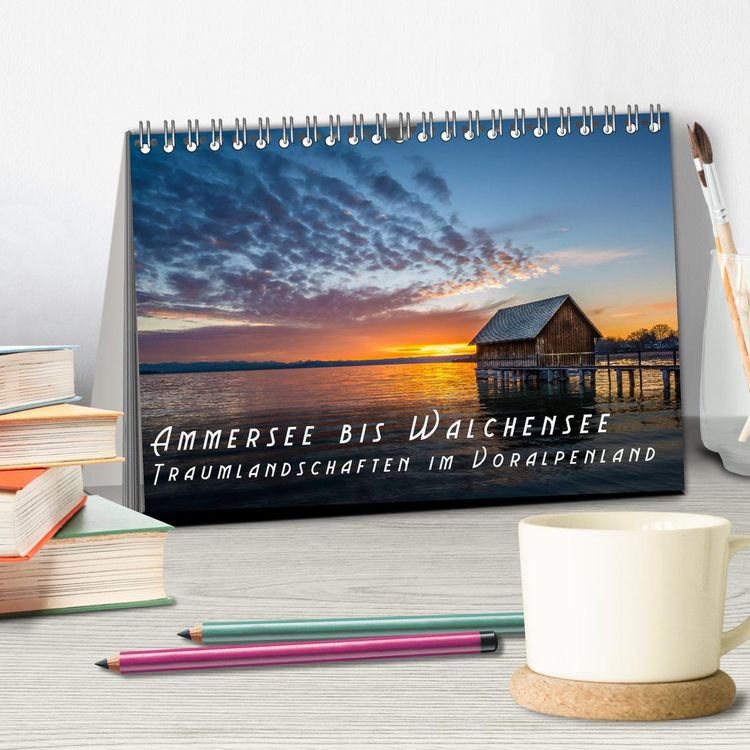 Produktbild: Ammersee bis Walchensee - Traumlandschaften im Voralpenland (Tischkalender 2026 DIN A5 quer), CALVENDO Monatskalender