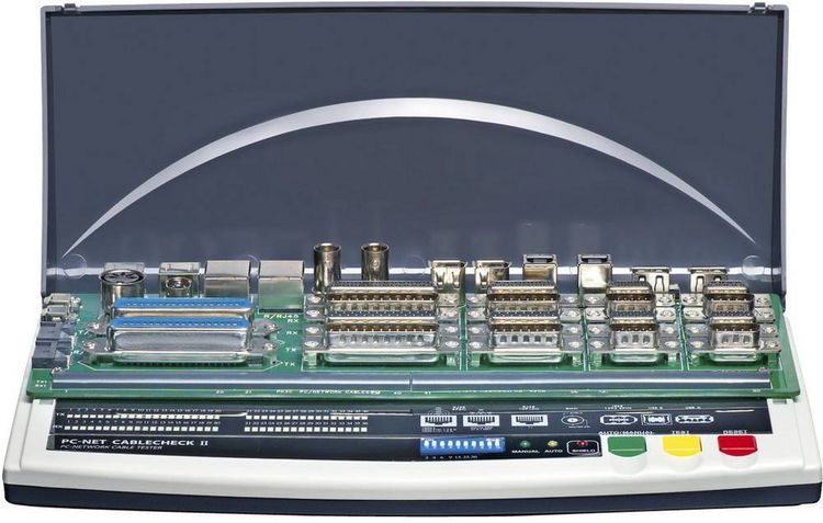 Produktbild: VOLTCRAFT Kabeltester CT-7 CT-7 Geeignet f&uuml;r 9-, 15-, 25polige SUB-D, 15polig SUB-HD, Centronics, USB A + B, IEEE 1394, BNC