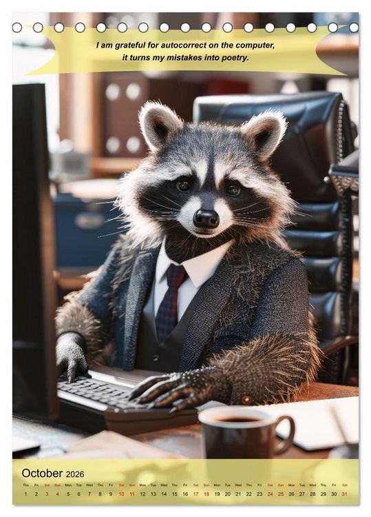 Produktbild: A year of greatfullness with funny animals (Desk Calendar 2026 DIN A5 portrait), CALVENDO 12 Month DeskCalendar
