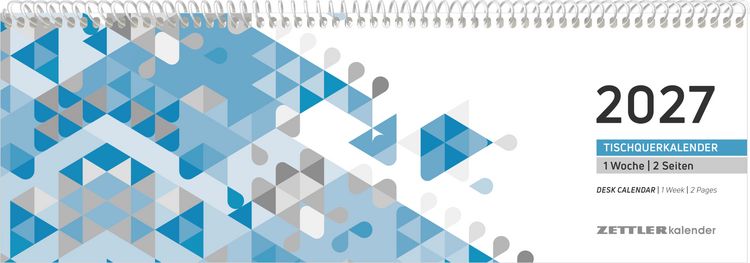 Produktbild: Tischquerkalender 1W/2S blau 2027