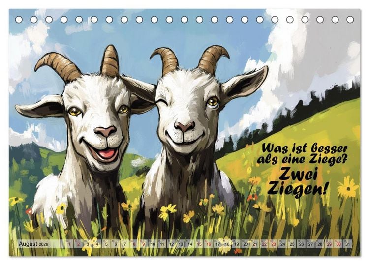 Produktbild: Ziegen, s&uuml;&szlig; aber psycho (Tischkalender 2026 DIN A5 quer), CALVENDO Monatskalender