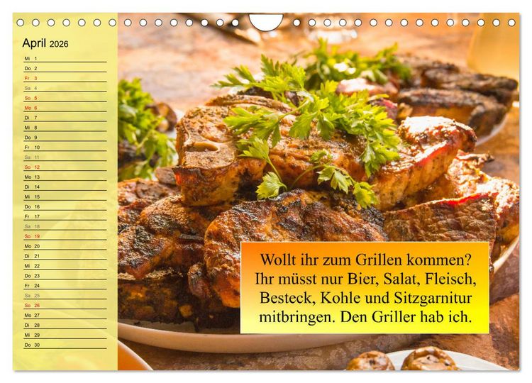 Produktbild: Auftragsgriller f&uuml;r effektive Fettverbrennung! Denn Grillsaison ist immer! (Wandkalender 2026 DIN A4 quer), CALVENDO Monatskalender