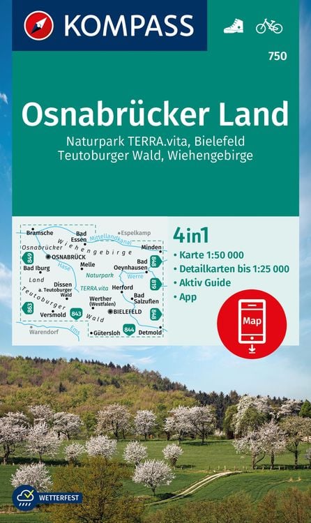 Bild vom Artikel KOMPASS Wanderkarte 750 Osnabrücker Land, NP TERRA.vita, Bielefeld, Teutoburger Wald, Wiehengeb. 1:50.000 vom Autor 