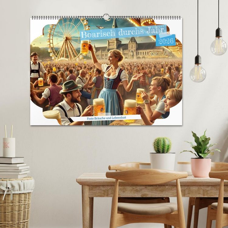 Produktbild: Boarisch durchs Jahr - Feste Br&auml;uche und Lebenslust (Wandkalender 2026 DIN A2 quer), CALVENDO Monatskalender