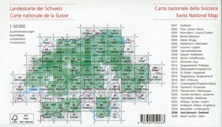 Produktbild: Swisstopo 1 : 50 000 Jura Bernois - Seeland
