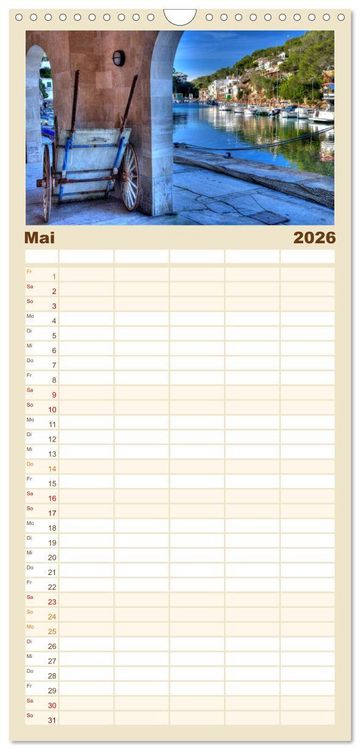 Produktbild: Familienplaner 2026 - Mallorca - Mallorquinische Tr&auml;ume mit 5 Spalten (Wandkalender, 21 x 45 cm) CALVENDO