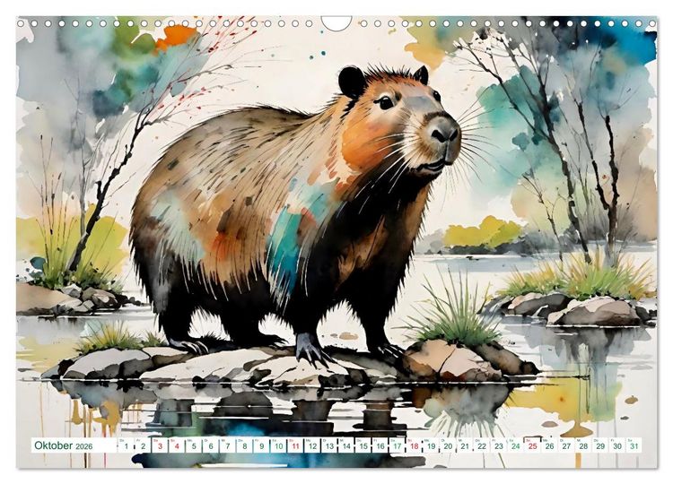 Produktbild: Das Capybara (Wandkalender 2026 DIN A3 quer), CALVENDO Monatskalender