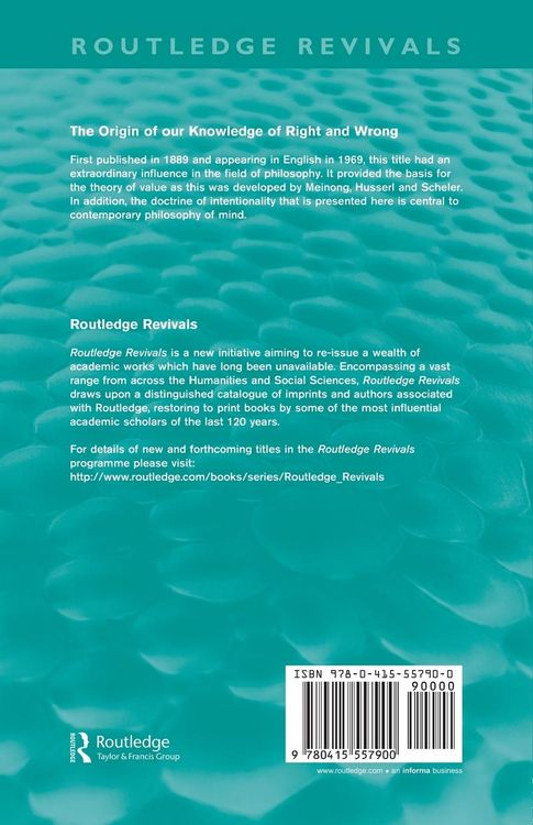Produktbild: The Origin of Our Knowledge of Right and Wrong (Routledge Revivals)