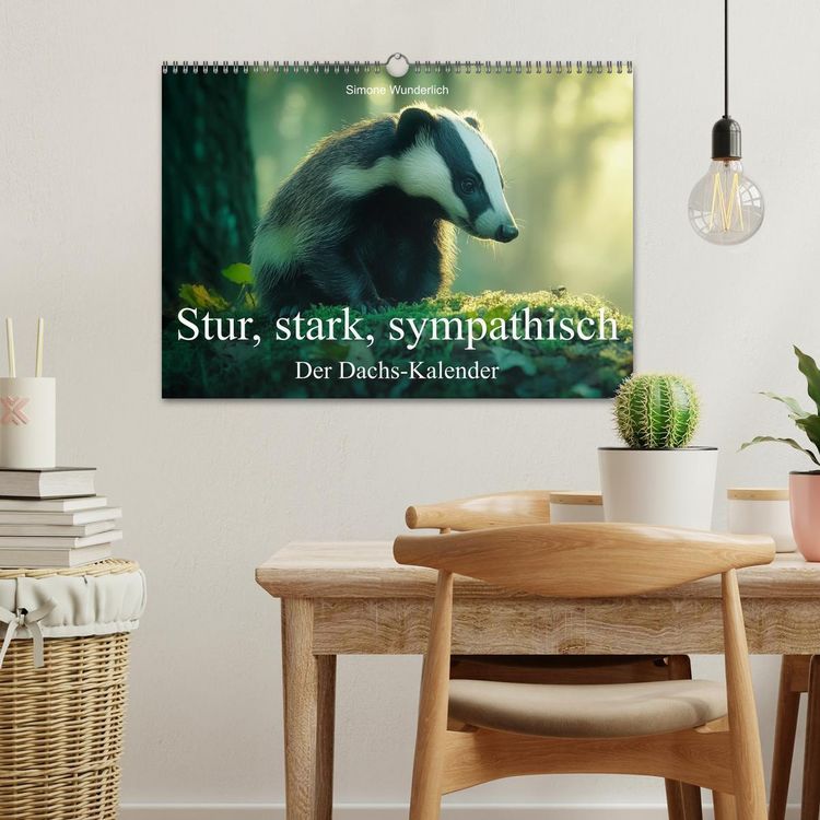 Produktbild: Stur, stark, sympathisch - Der Dachs - Kalender (Wandkalender 2026 DIN A3 quer), CALVENDO Monatskalender
