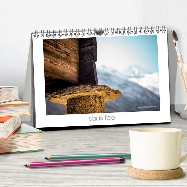 Produktbild: saas fee (Tischkalender 2026 DIN A5 quer), CALVENDO Monatskalender