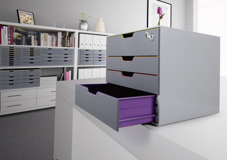 Produktbild: Durable VARICOLOR 4 SAFE - 7606 760627 Schubladenbox Grau DIN A4, DIN C4, Folio, Letter Anzahl der Schubf&auml;cher: 4