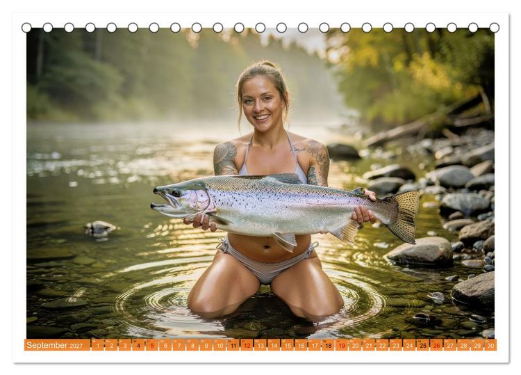 Produktbild: Sexy - Girls mit gro&szlig;en Lachsen (Tischkalender 2027 DIN A5 quer), CALVENDO Monatskalender