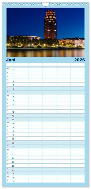 Produktbild: Familienplaner 2026 - Frankfurt am Main - at night mit 5 Spalten (Wandkalender, 21 x 45 cm) CALVENDO