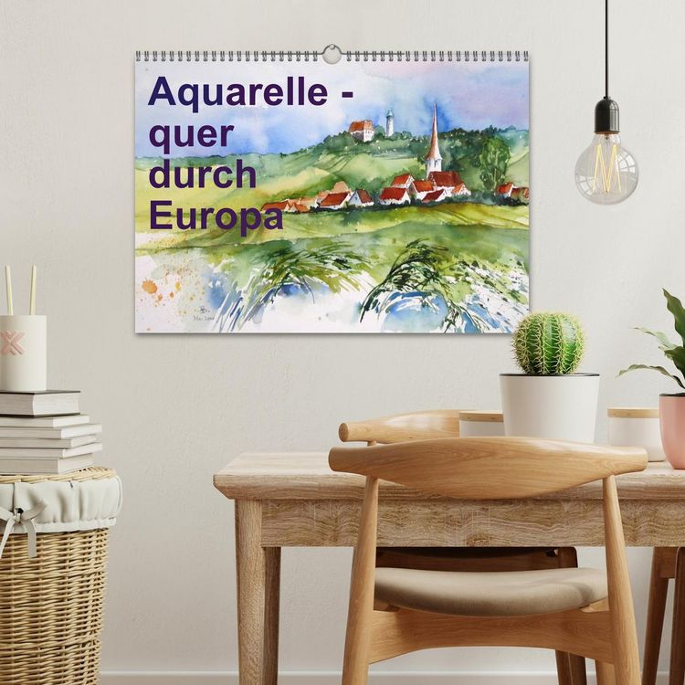 Produktbild: Aquarelle - quer durch Europa (Wandkalender 2026 DIN A3 quer), CALVENDO Monatskalender