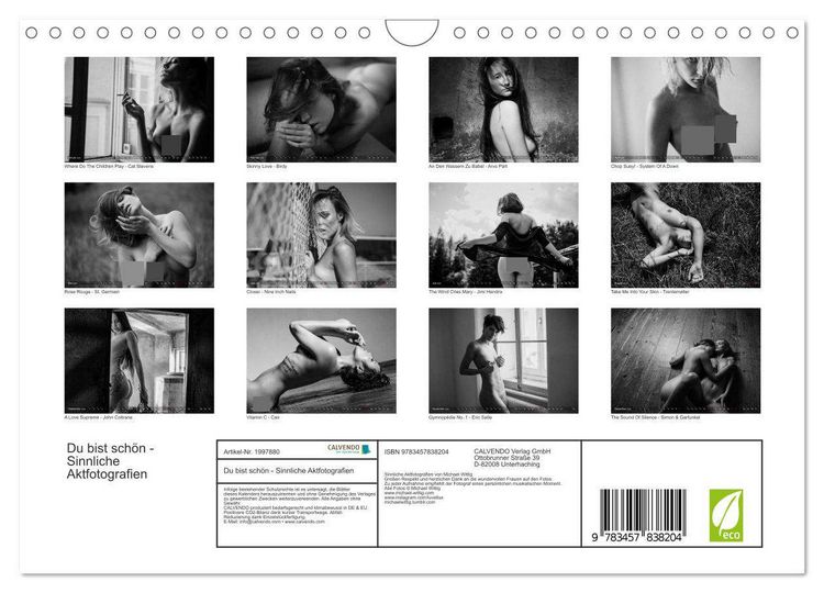 Produktbild: Du bist sch&ouml;n - Sinnliche Aktfotografien (Wandkalender 2026 DIN A4 quer), CALVENDO Monatskalender