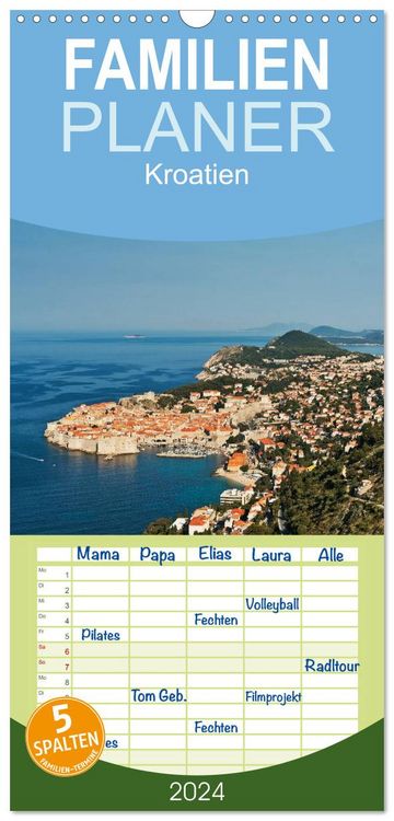 Produktbild: Familienplaner 2026 - Kroatien, Terminplaner mit 5 Spalten (Wandkalender, 21 x 45 cm) CALVENDO