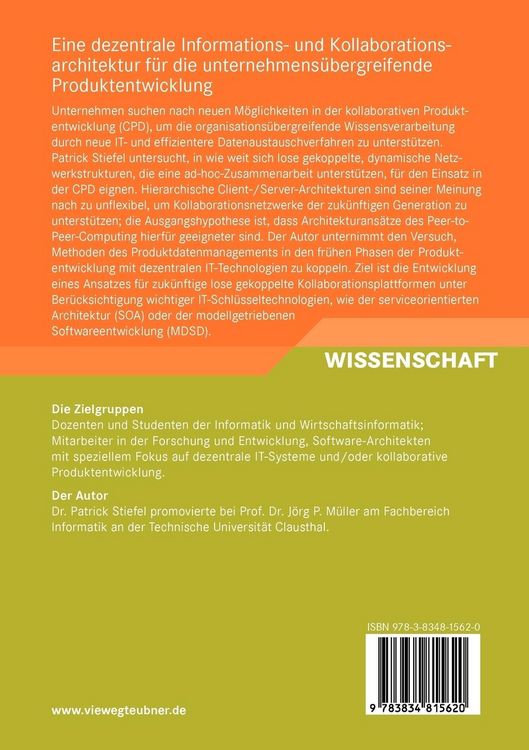 Produktbild: Eine dezentrale Informations- und Kollaborationsarchitektur f&uuml;r die unternehmens&uuml;bergreifende Produktentwicklung