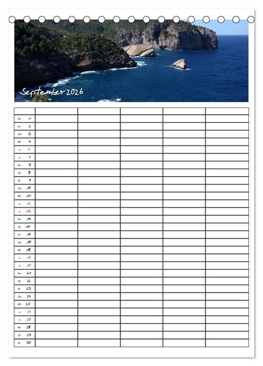 Produktbild: Ibiza / Familienplaner (Tischkalender 2026 DIN A5 hoch), CALVENDO Monatskalender
