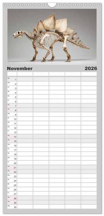 Produktbild: Familienplaner 2026 - Knochen der Giganten - Dinosaurier im Portr&auml;t mit 5 Spalten (Wandkalender, 21 x 45 cm) CALVENDO