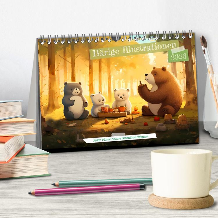 Produktbild: B&auml;rige Illustrationen (Tischkalender 2026 DIN A5 quer), CALVENDO Monatskalender