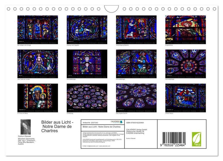 Produktbild: Bilder aus Licht - Notre Dame de Chartres (Wandkalender 2026 DIN A4 quer), CALVENDO Monatskalender