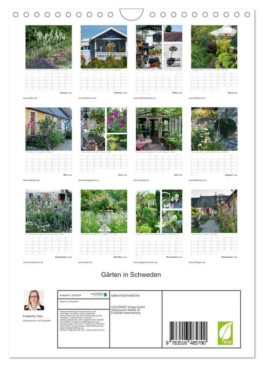 Produktbild: G&auml;rten in Schweden (Wandkalender 2026 DIN A4 hoch), CALVENDO Monatskalender