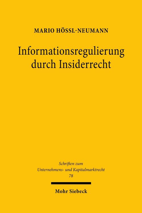 Produktbild: Informationsregulierung durch Insiderrecht