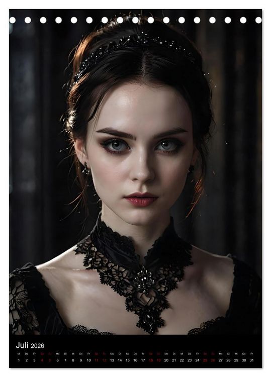 Produktbild: Gothic beauties - Sch&ouml;nheiten der Nacht (Tischkalender 2026 DIN A5 hoch), CALVENDO Monatskalender