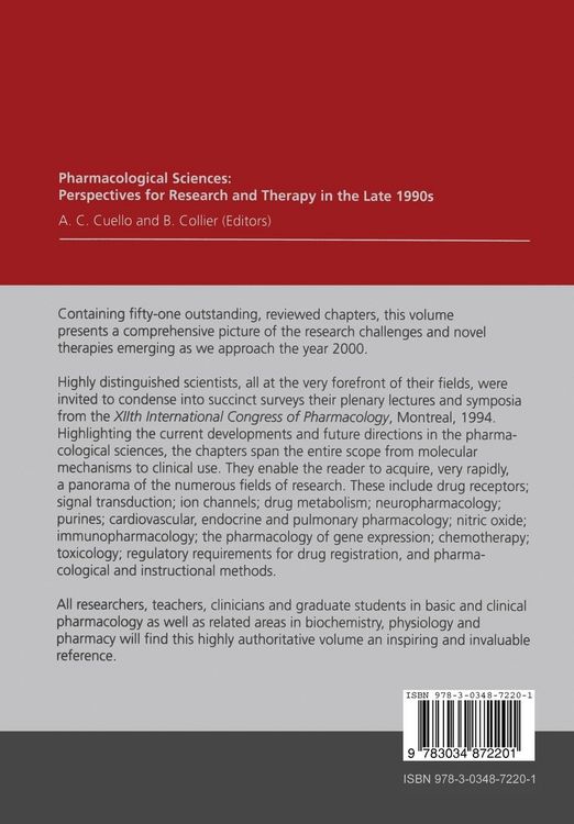 Produktbild: Pharmacological Sciences: Perspectives for Research and Therapy in the Late 1990s