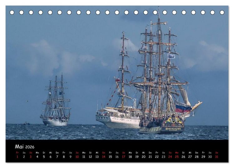 Produktbild: Windjammer vor Warnem&uuml;nde (Tischkalender 2026 DIN A5 quer), CALVENDO Monatskalender