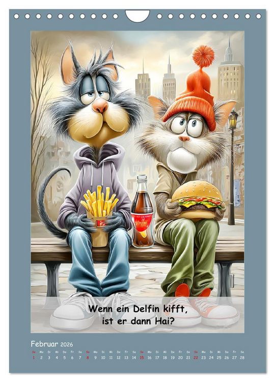 Produktbild: Kratzige Kerle. Trockener Katzenhumor vom Feinsten (Wandkalender 2026 DIN A4 hoch), CALVENDO Monatskalender