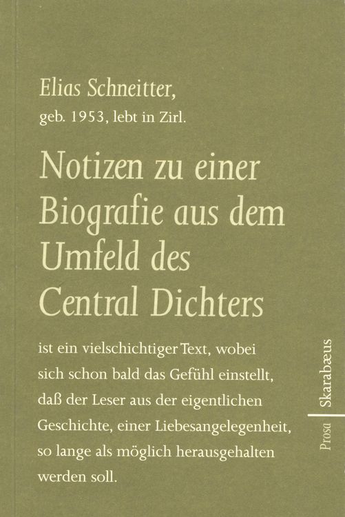 Produktbild: Notizen zu einer Biografie aus dem Umfeld des Central Dichters