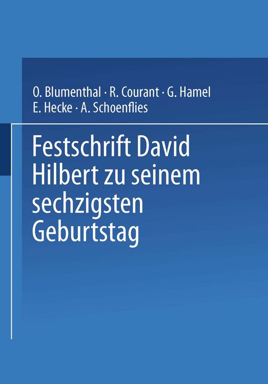 Produktbild: Festschrift David Hilbert zu Seinem Sechzigsten Geburtstag am 23. Januar 1922
