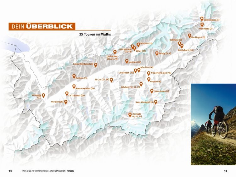 Produktbild: K&uuml;mmerly+Frey Raus und Mountainbiken Wallis &ndash; Mountainbikef&uuml;hrer
