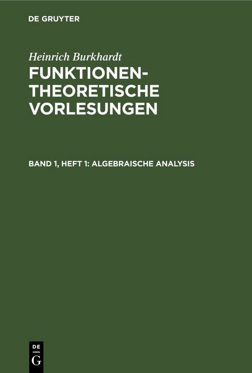Produktbild: Algebraische Analysis