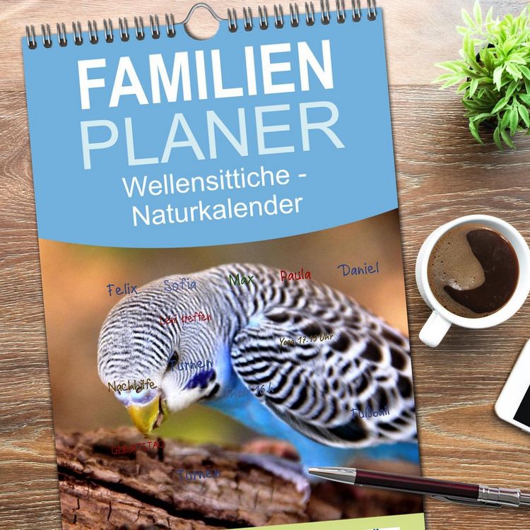 Produktbild: Familienplaner 2026 - Wellensittiche - Naturkalender mit 5 Spalten (Wandkalender, 21 x 45 cm) CALVENDO