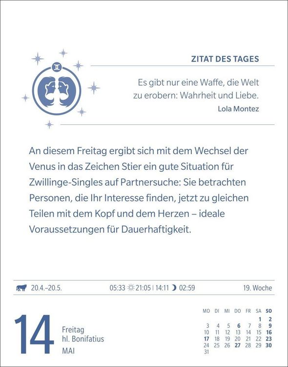 Produktbild: Zwillinge Sternzeichenkalender 2027 - Tagesabrei&szlig;kalender - Ihr Horoskop f&uuml;r jeden Tag