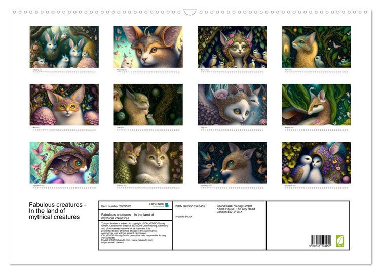 Produktbild: Fabulous creatures - In the land of mythical creatures (Wall Calendar 2026 DIN A2 landscape), CALVENDO 12 Month Wall Calendar